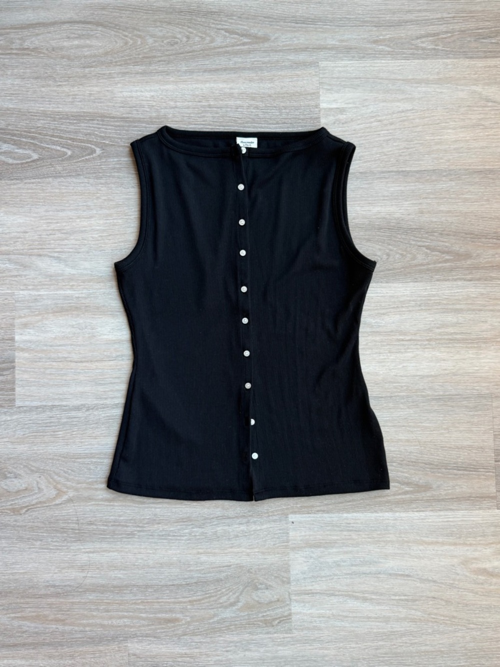 Abercrombie & Fitch Black Ribbed Button-Front Tank - Picture 2 of 4